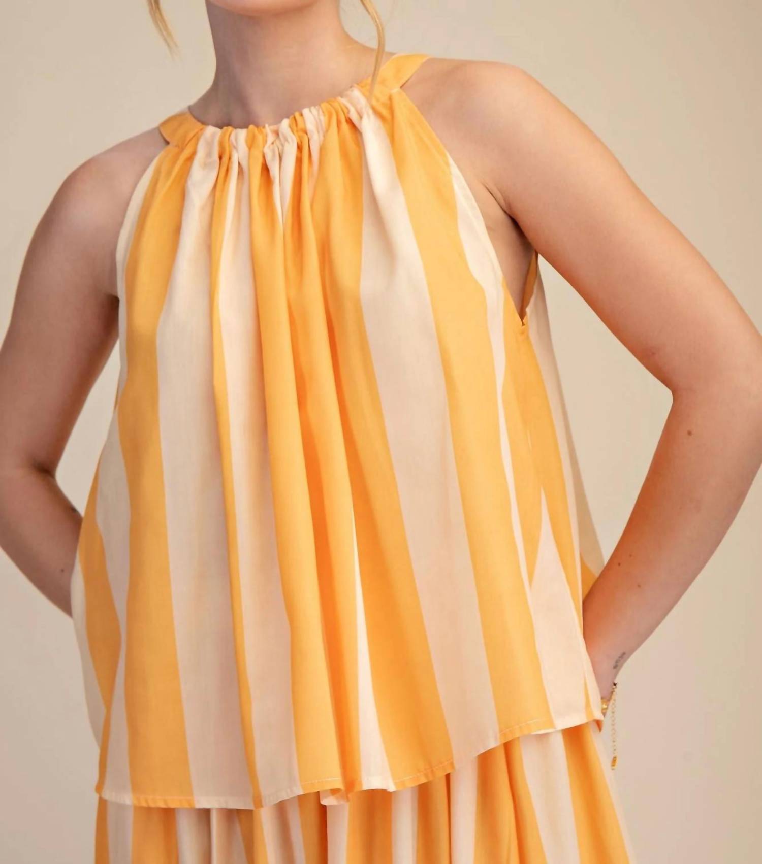 Glam - Striped Sleeveless Blouse