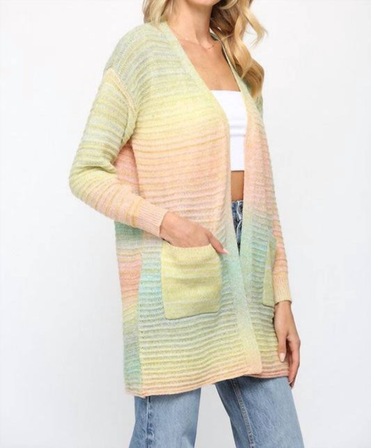 OMBRE YARN KNITTED OPEN CARDIGAN