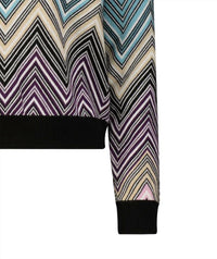 Minnie Rose - Women's Viscose Chevron Cropped V-neck Sweater