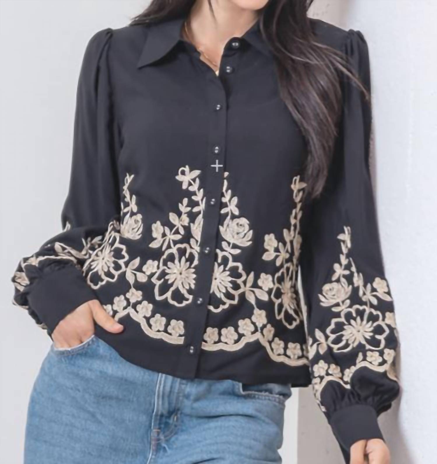 Taelynn - Gold Floral Emb
