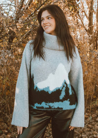 PROMESA In the Mountains Turtleneck Sweater in the mountains turtleneck sweater in grey - women's sweater