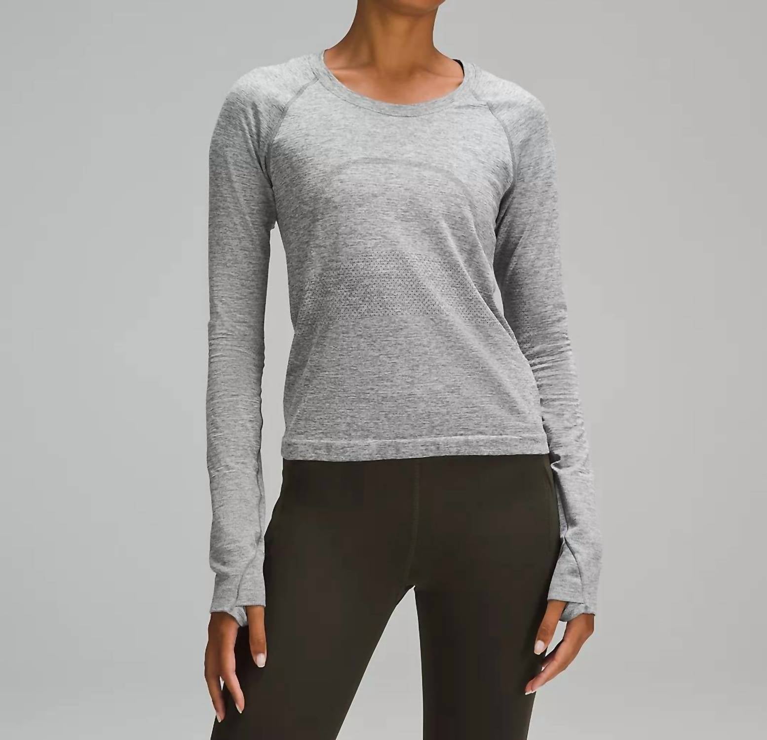 lululemon Swiftly Tech Long Sleeve 2.0 Race Length Top in slate white - women's long sleeve top