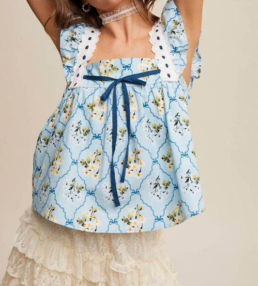 Listicle - MAE FLORAL FLUTTER SLEEVE TOP