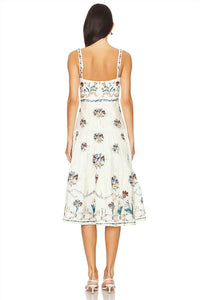 Agua By Agua Bendita - Lima Embroidered Linen Midi Dress