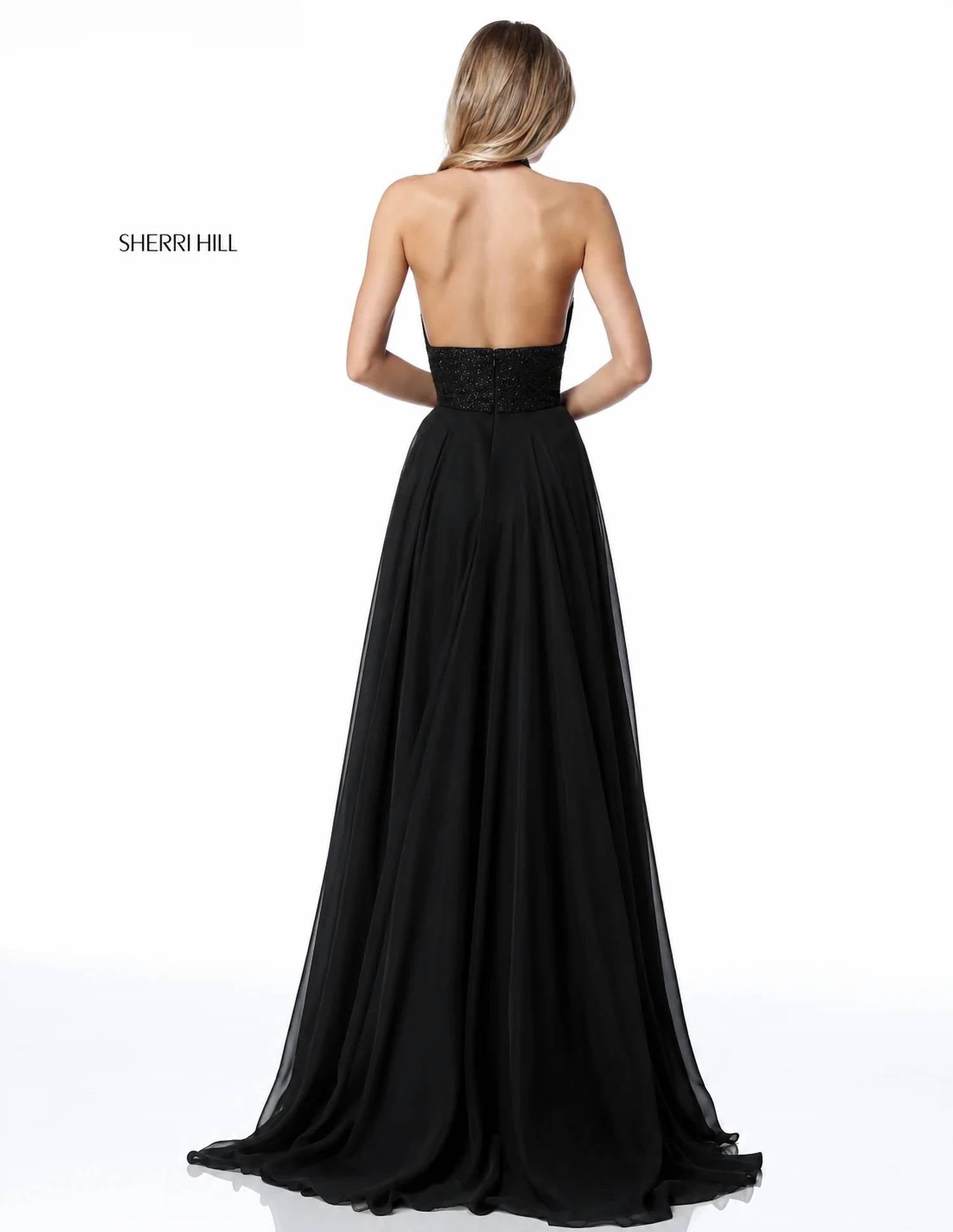 Sherri Hill - Sequin Halter Chiffon Gown