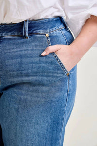 Judy Blue High Waist Trouser Column Jeans - Petite in medium wash - women's jeans - view 5