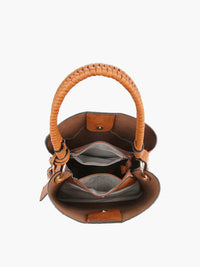 Jen & Co. Women's Olivia Crocodile Texture Hobo Bag in chocolate brown - women's bag - detail view