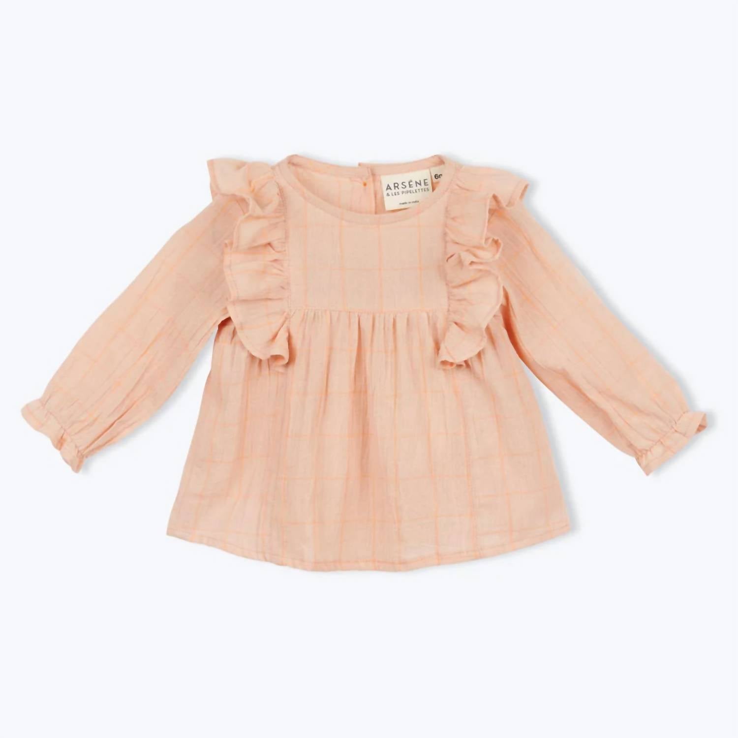 Arsène Et Les Pipelettes - Girl's Creamsicle Check Blouse