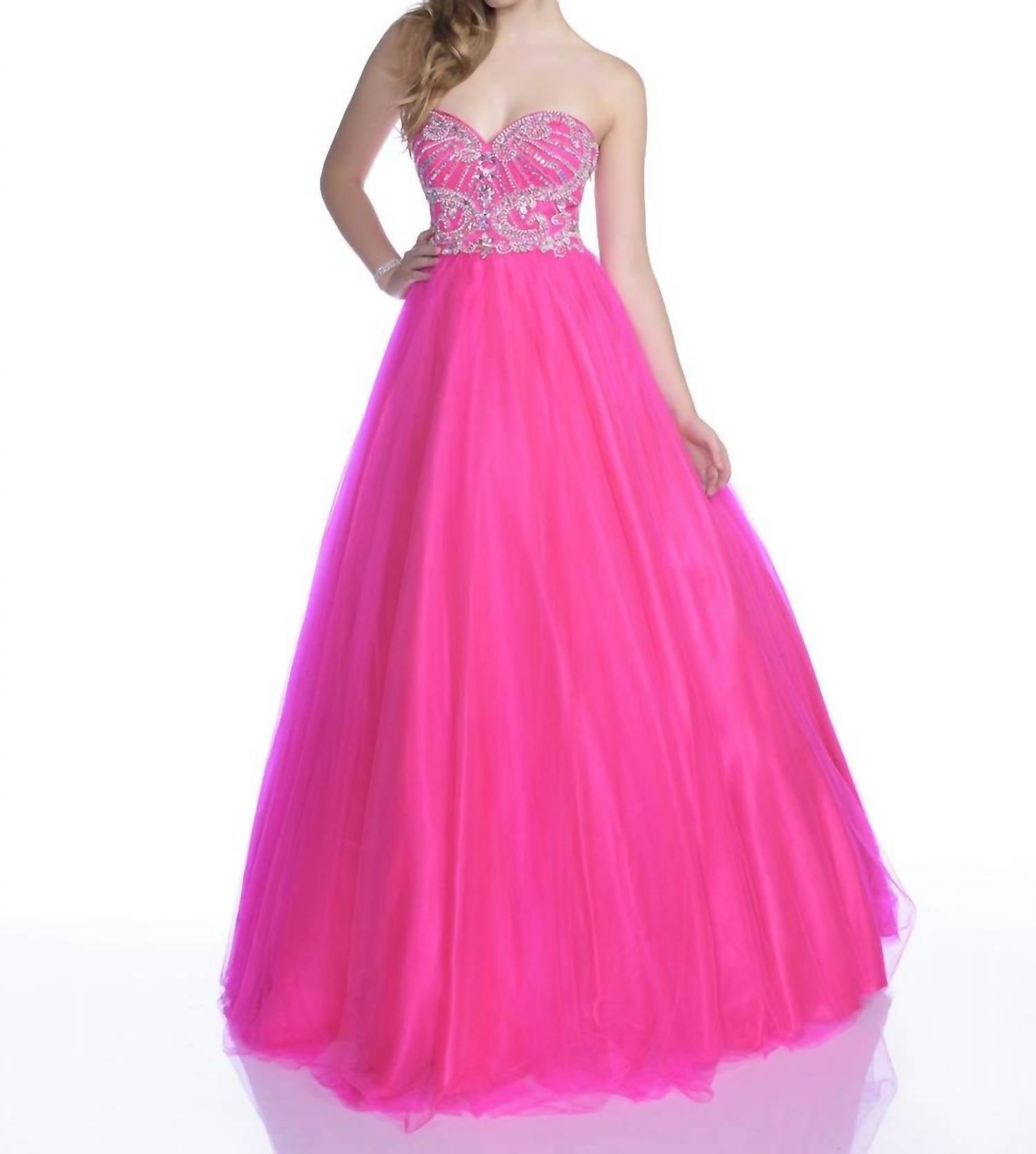 Karishma Creations - Strapless Sequined Tulle Ballgown