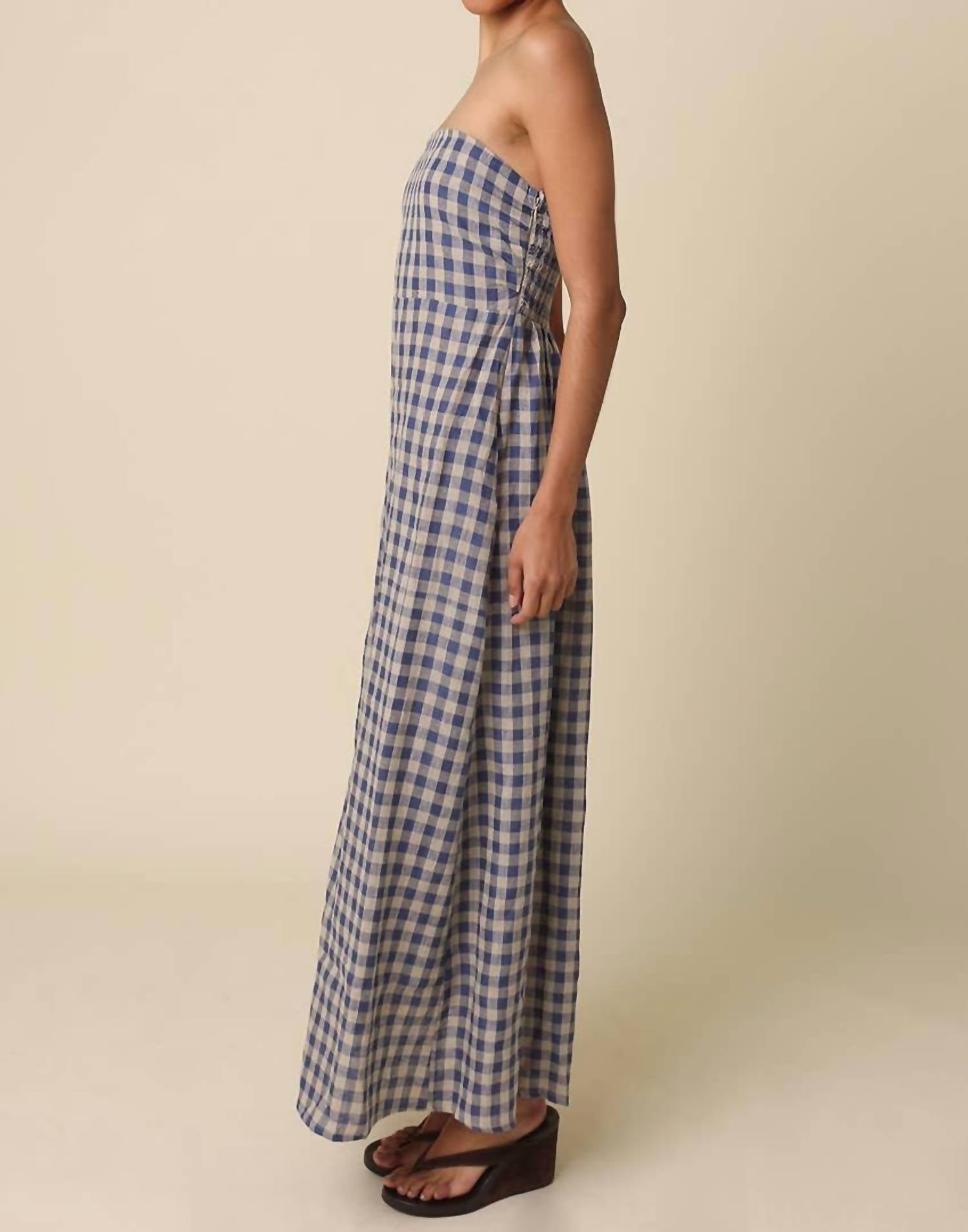 Olivaceous - Mollie Gingham Linen Dress