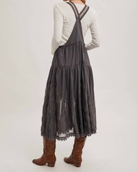 Bluivy - Lucy Lace Embroidered Tulle Bib Maxi Dress