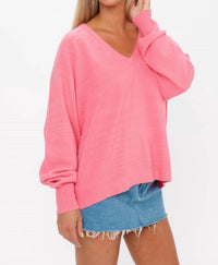Show Me Your Mumu Anything Goes V Neck Sweater in coral knit - women's sweater - alternate view