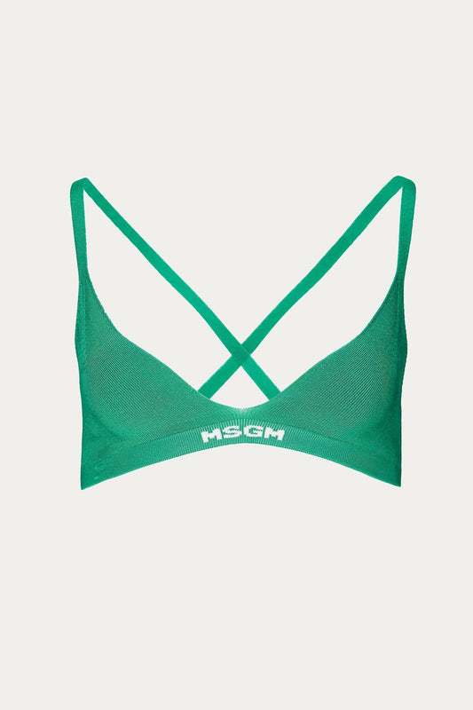 RIBBED KNIT LOGO-HEM BRA