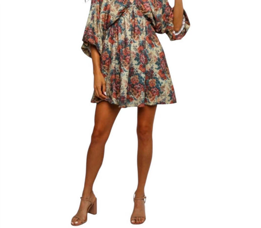 Kori - Autumn Bloom Babydoll Mini Dress