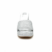 Exe - Women's Metallic Braided Block Heel Mule