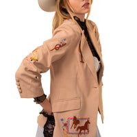 Blue B - Western Embroidery All Over Ruched Sleeve Blazer