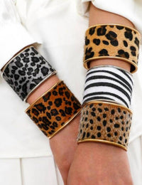 Dipped Shop - Women's Leopard Print Open Wide Cuff Bracelet