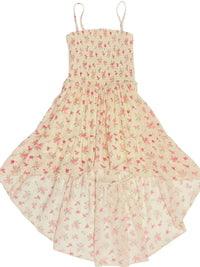 Katie J NYC Juliet Smocked Hi-low Dress in vintage bunches - kids' dress - detail view