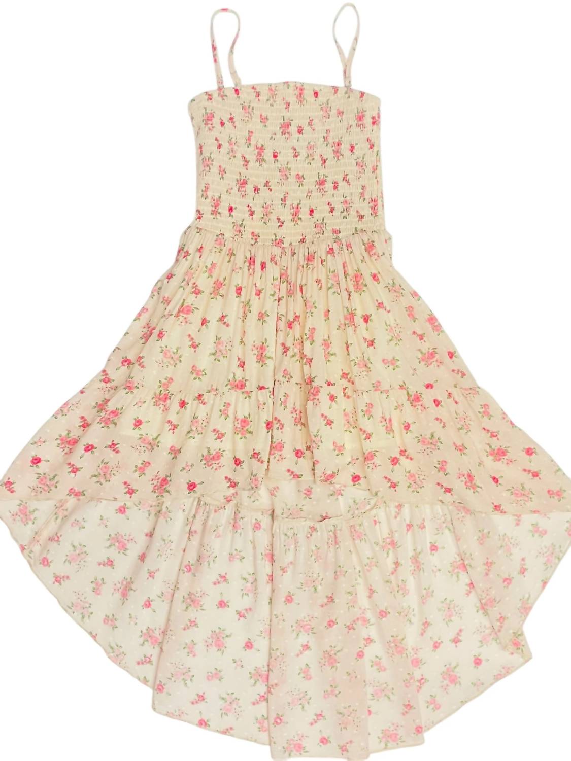 Katie J NYC Juliet Smocked Hi-low Dress in vintage bunches - kids' dress - detail view