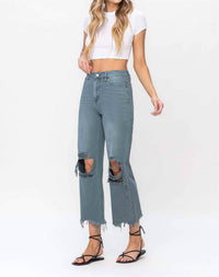Vervet By Flying Monkey - 90's Vintage Super High Rise Crop Deconstructed Flare Jeans