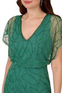 Adrianna Papell - Beaded Blouson Mermaid Gown - Plus