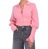 SIMKHAI Arber Collared Cardigan in pink - women's cardigan