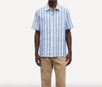 SAMSOE Men's Saavan Jf Shirt in coronet blue stripe - men's shirt