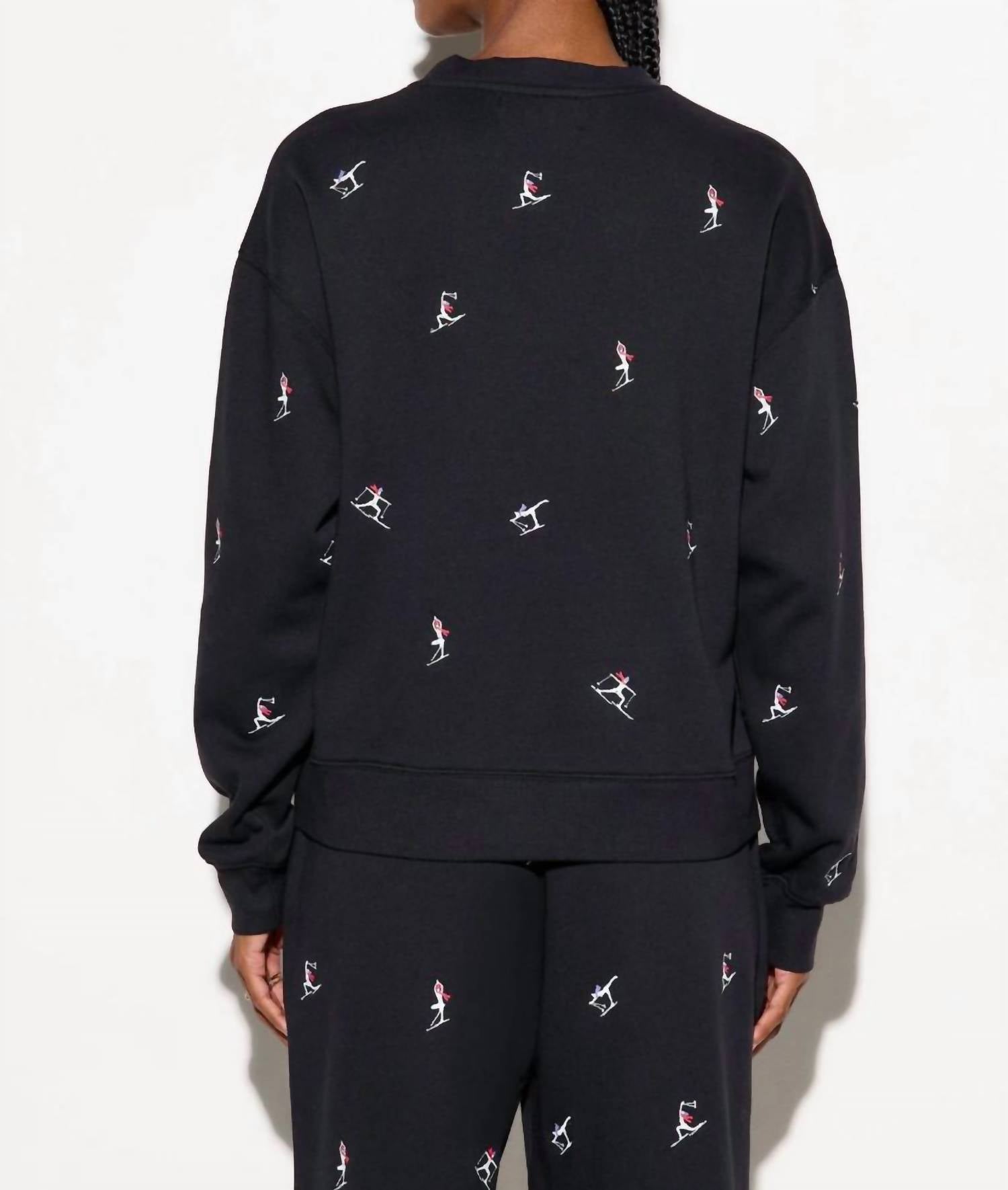 SPIRITUAL GANGSTER Namaski Astrid Crew Sweater in black - women's sweater - detail view