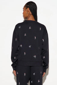 SPIRITUAL GANGSTER Namaski Astrid Crew Sweater in black - women's sweater - alternate view