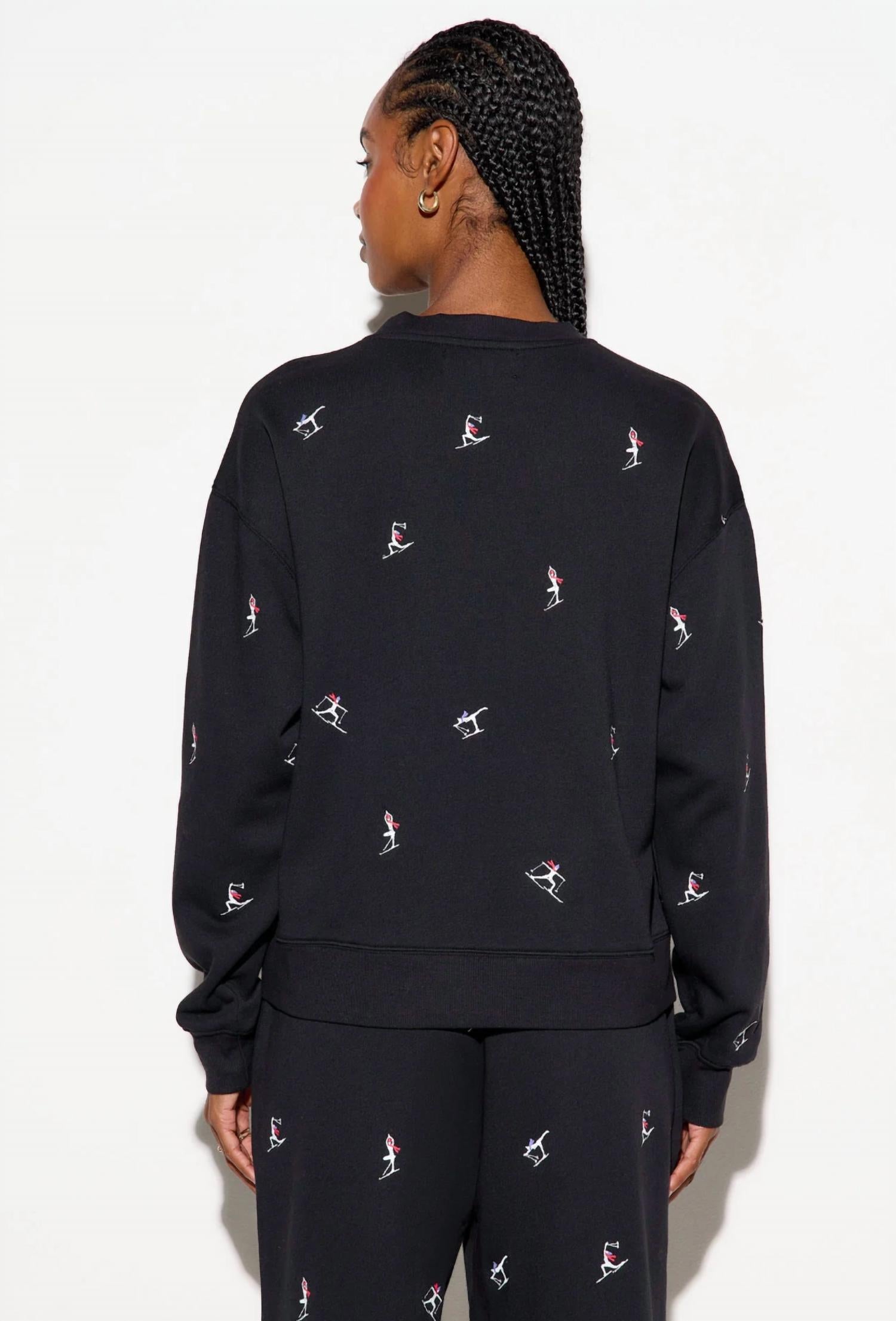 SPIRITUAL GANGSTER Namaski Astrid Crew Sweater in black - women's sweater - alternate view