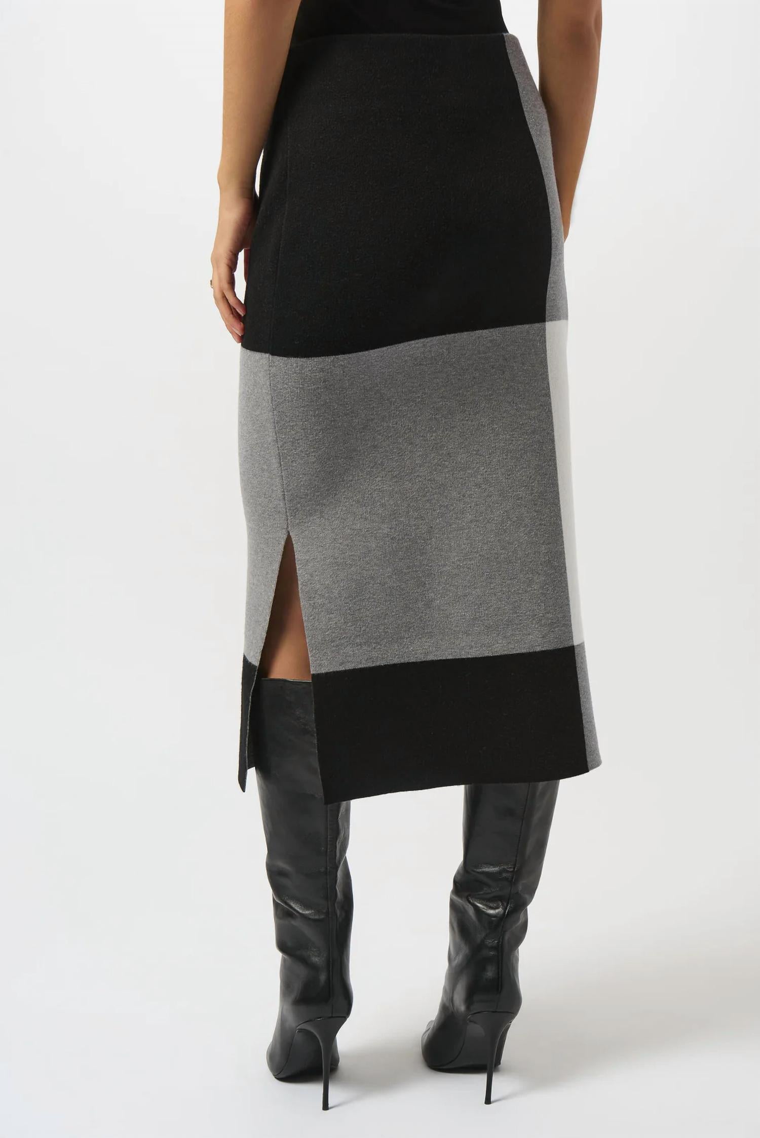 Joseph Ribkoff - Color Block Sweater Knit Pull On Skirt