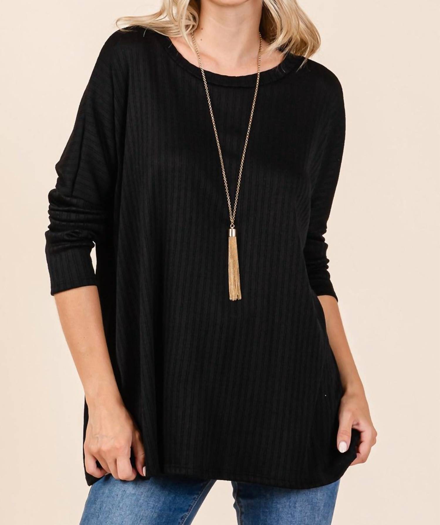 Cream N Sugar - Ribbed Crew Neck Tunic Plus