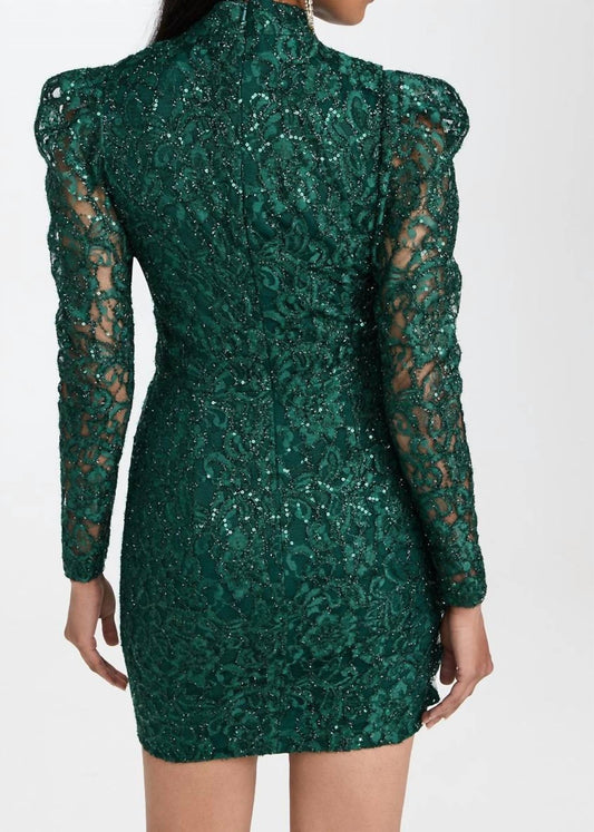 Black Halo - Santorini Lace Sequin Long Sleeve Mini Dress