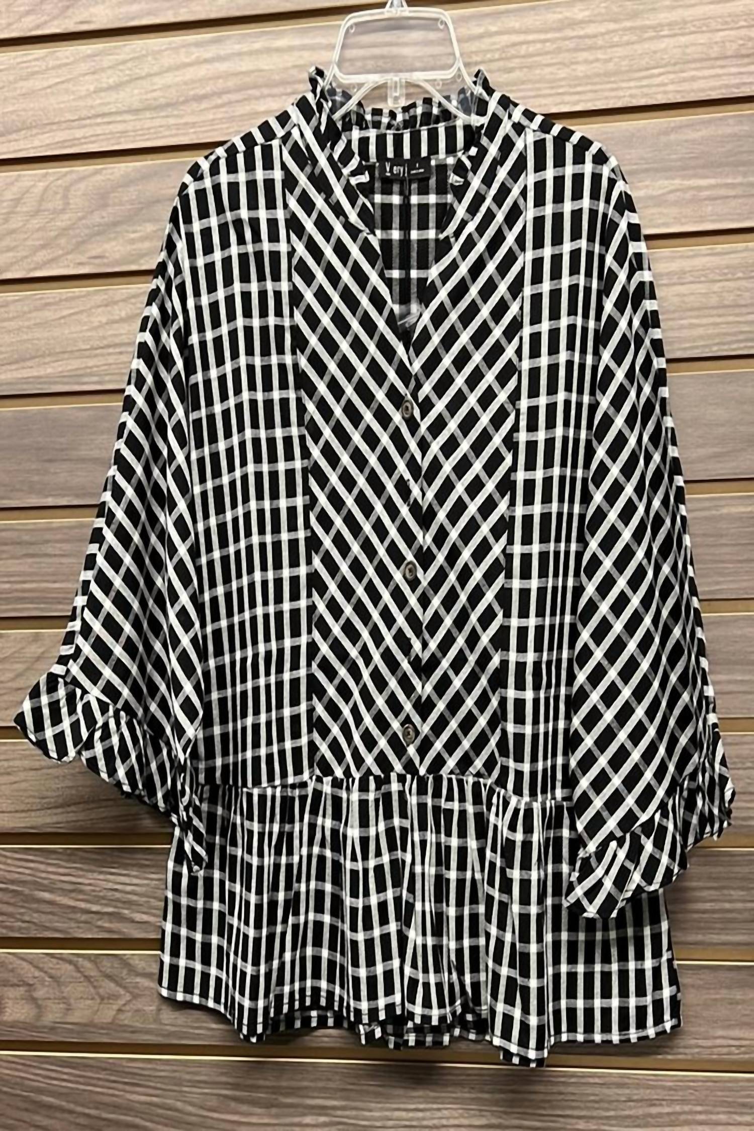 Very J - Women's Striped Ruffle Blouse