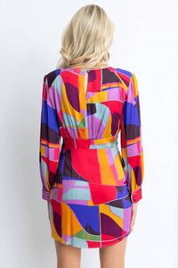 Karlie - Mosaic Wrap Mini Dress