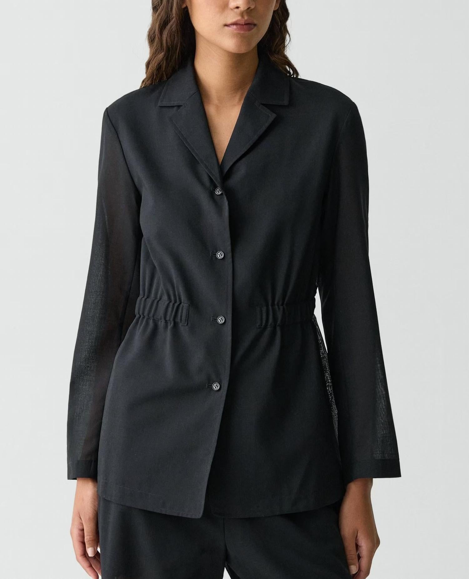 Theory Cinch Waist Lightweight Jacket in black - women's jacket