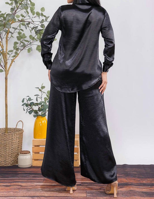 Karen T Design - Button Down Shirt And Open Pants Set