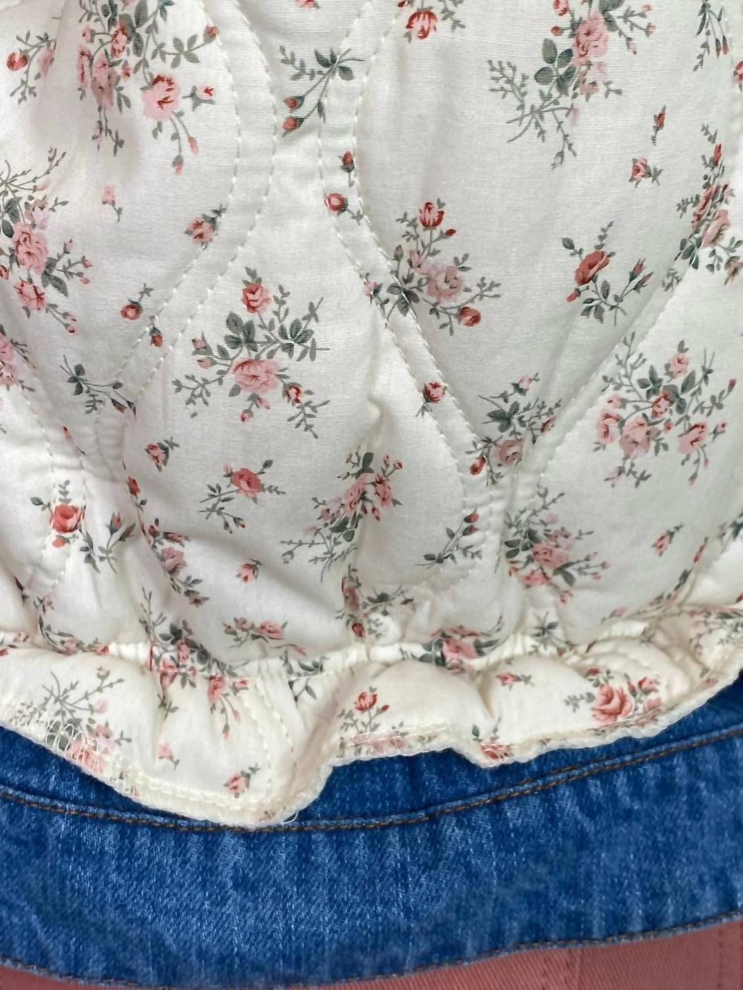 Ee:Some - Floral Washed Denim Jacket