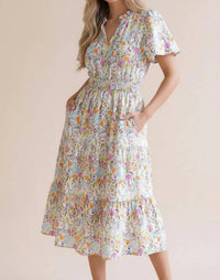 Haptics - Notch Neck Smocked Waist Tiered Dress