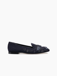Arteana Women's Flora Smoking Slipper in navy - women's shoe