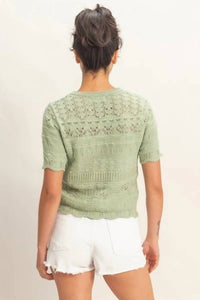Double Zero - Sophia Pointelle Knit Short Sleeve Top