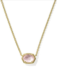 Kendra Scott Women's Daphne Frame Short Pendant Necklace in gold light pink mother of pearl - women's jewelry