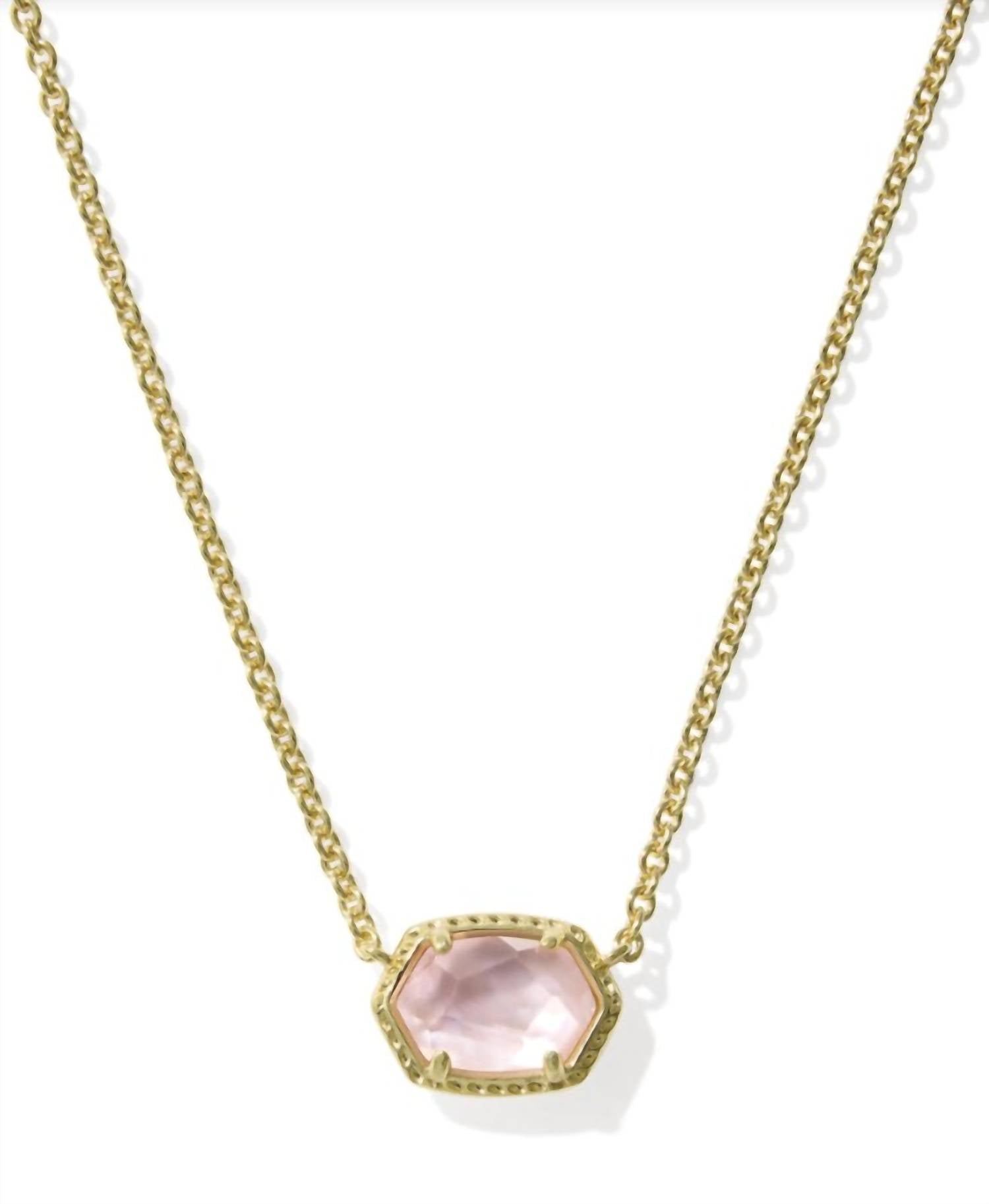 Kendra Scott Women's Daphne Frame Short Pendant Necklace in gold light pink mother of pearl - women's jewelry