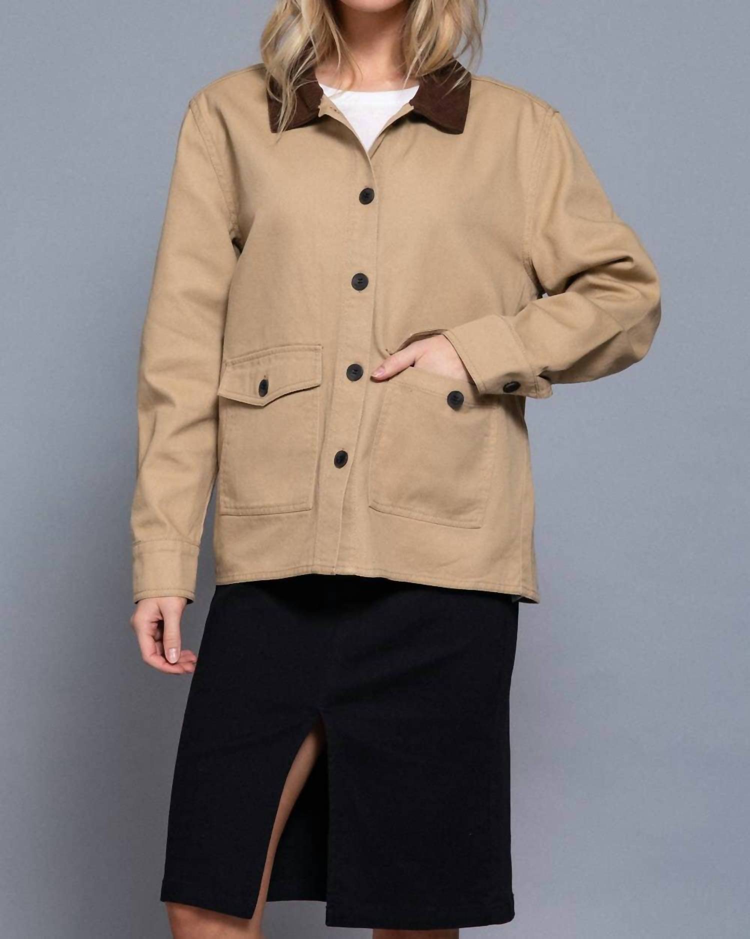 Active Basic - Corduroy Collar Twill Work Jacket