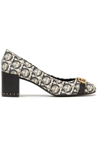 Salvatore Ferragamo - Women's Monochrome Canvas Garda Gancini Pumps