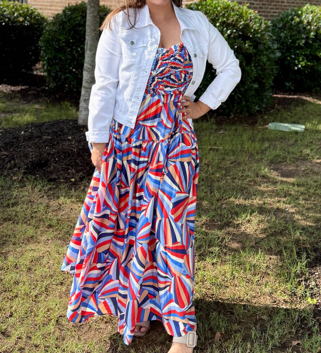 Skies Are Blue - Printed Tiered Midi Dress