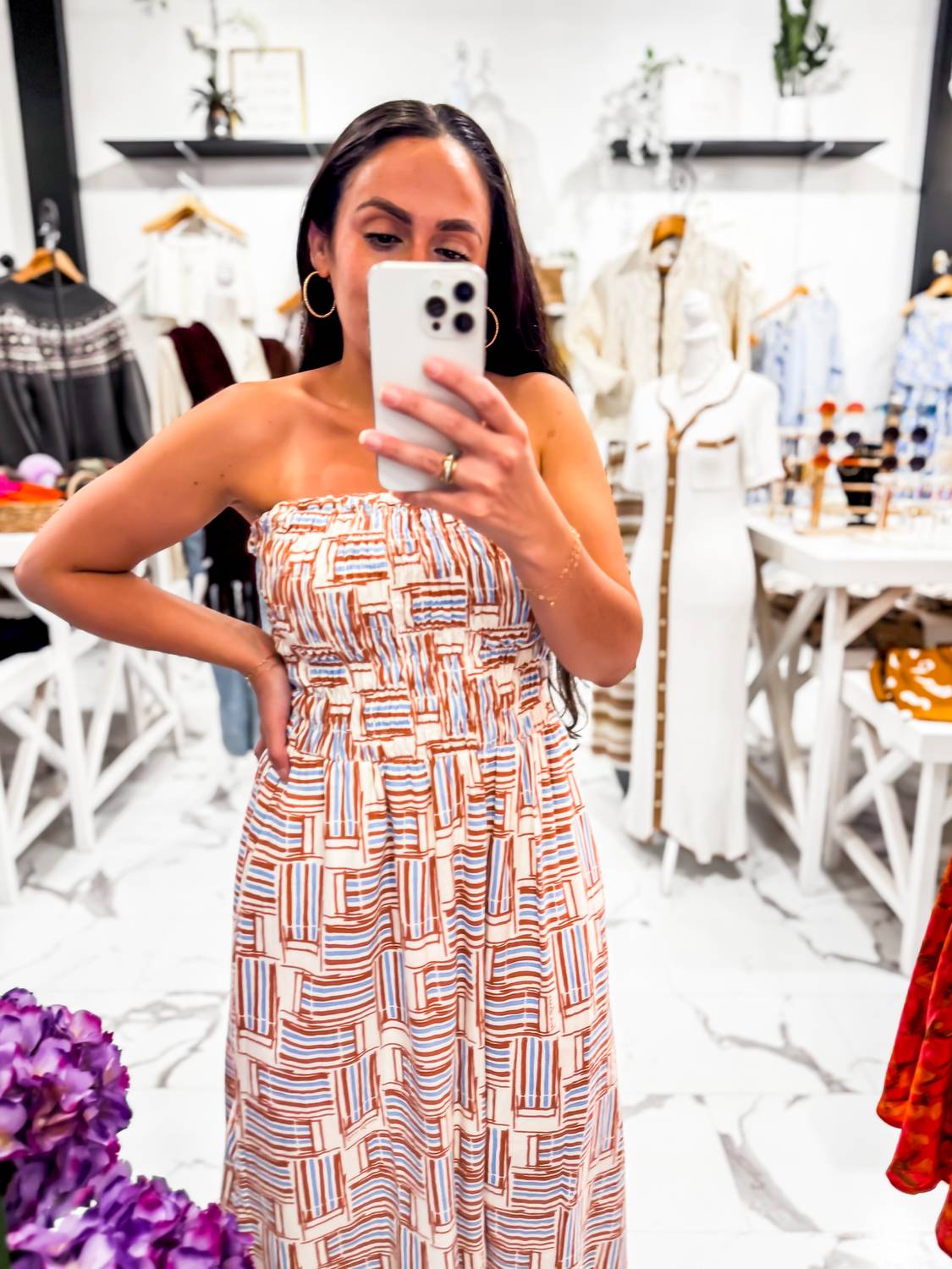 Dress To - Women's Salt Air Print Smock Maxi Dress