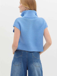 Entro - High Neck Half-zip Sweater Top