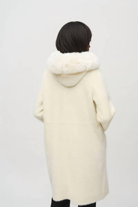 Joseph Ribkoff - Detachable Faux Fur Trim Hooded Coat