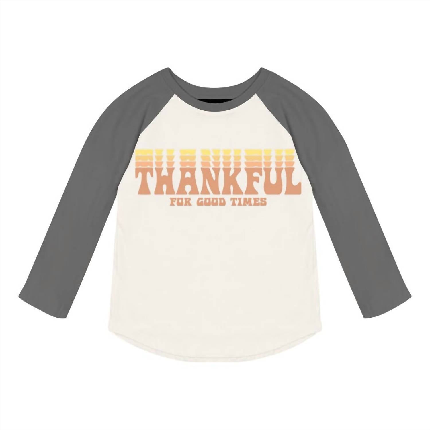 Tiny Whales - Kid's Thankful Long Sleeve Raglan Tee